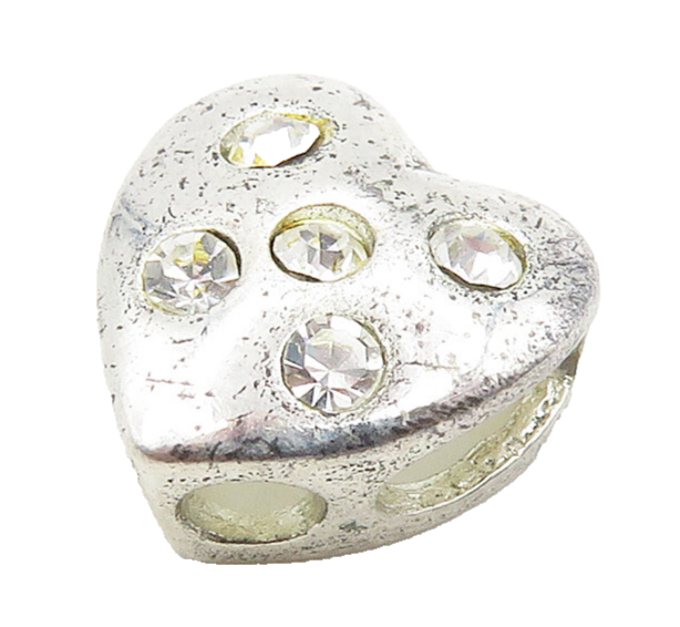 925 Sterling Silver  Petite Topaz Spotted Love Heart Slide Pendant  PT12308
