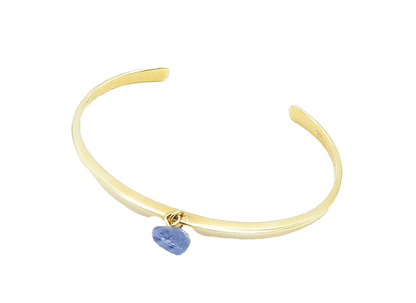 925 Sterling Silver  Vintage Sodalite Gold Plated Shiny Cuff Bracelet  BT7878