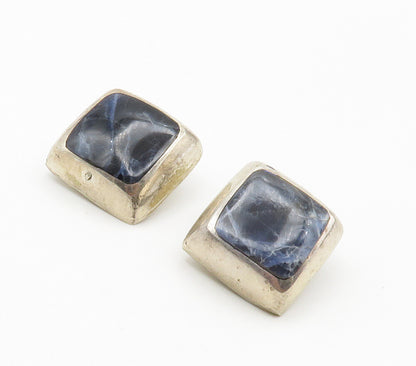 MEXICO 925 Sterling Silver  Vintage Sodalite Non Pierce Drop Earrings  EG7702