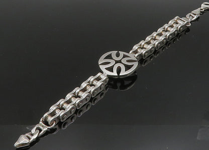 925 Sterling Silver  Vintage Shiny Open Cross Bicycle Chain Bracelet  BT8004