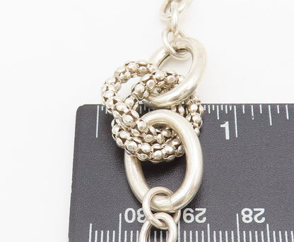 ITAOR 925 Sterling Silver  Vintage Beaded & Solid Ring Link Necklace  NE4201