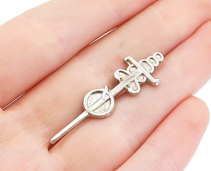 925 Sterling Silver  Vintage Petite Shiny Sword Motif Brooch Pin  BP1976