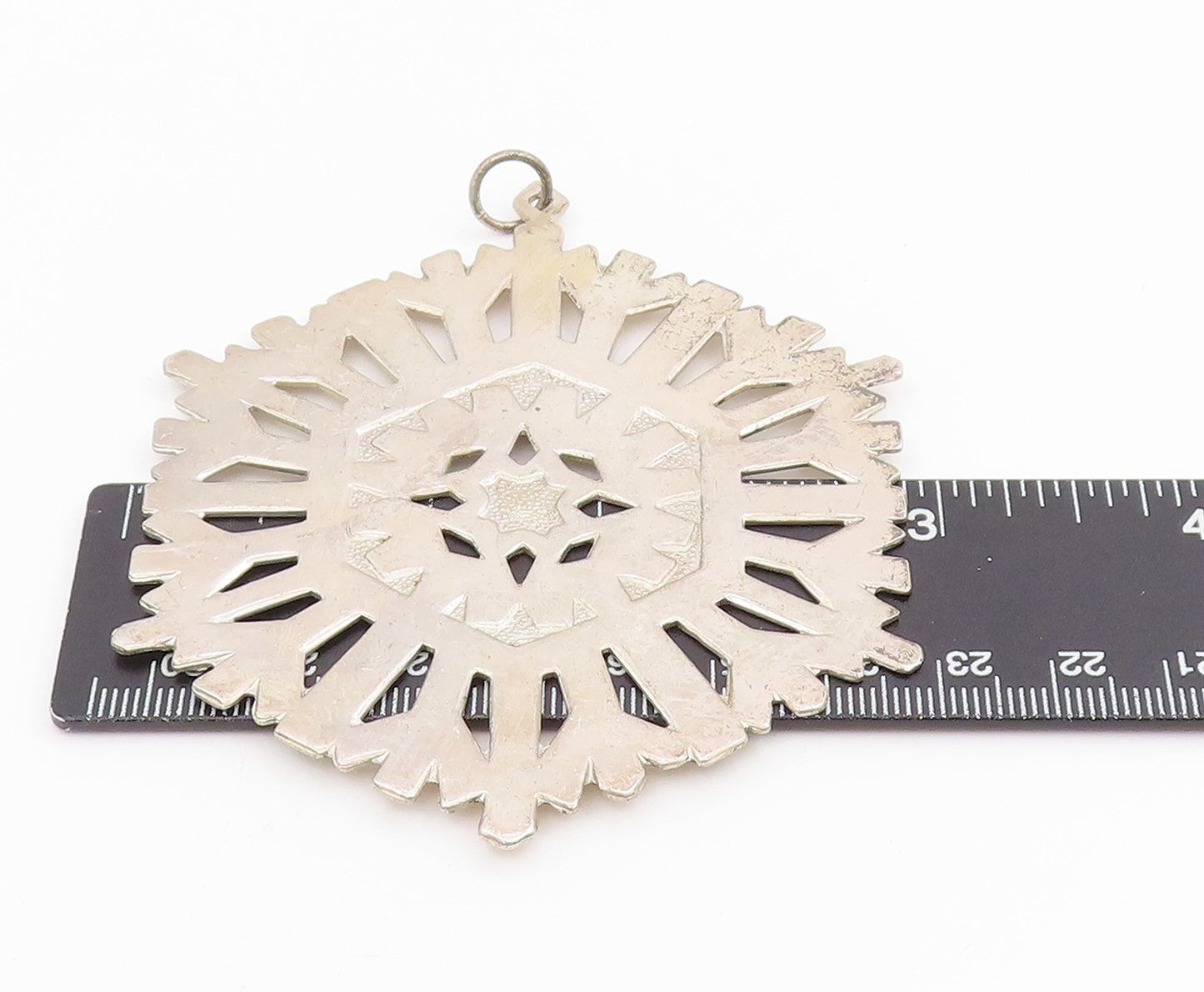 925 Sterling Silver Vintage Pendant 1972 MMA Large Snowflake Cutout  PT25680