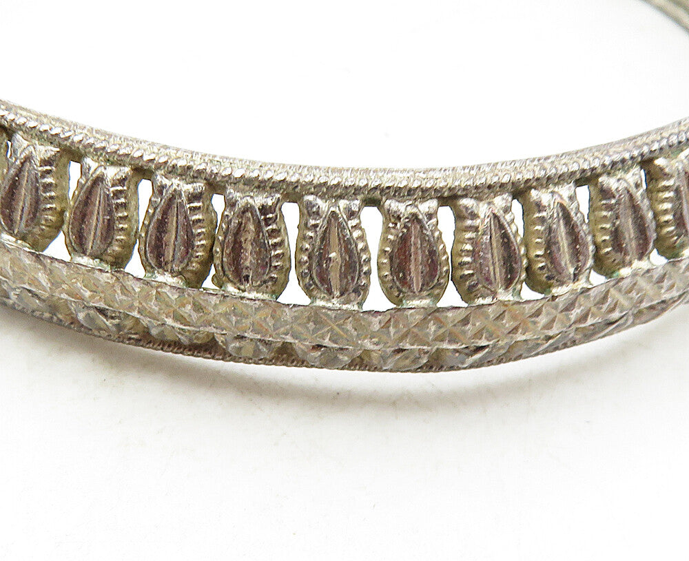925 Sterling Silver  Vintage Antique Dark Tone Open Bangle Bracelet  BT4101