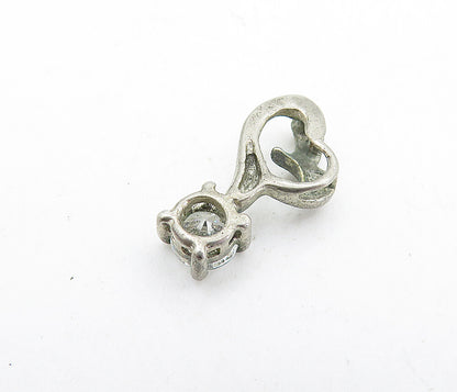 925 Sterling Silver  Vintage Petite Cubic Zirconia Love Heart Pendant  PT3956