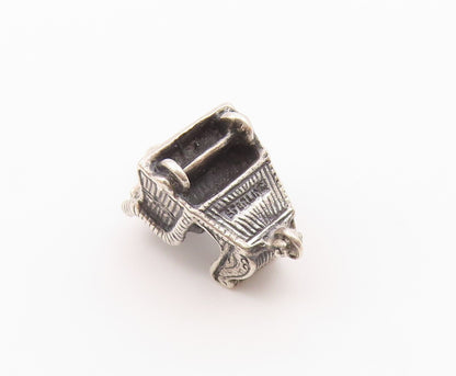 925 Sterling Silver  Vintage Petite Dark Tone Winter Sleigh Pendant  PT18653