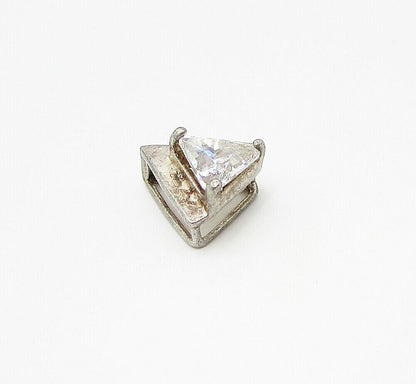 925 Sterling Silver Faceted White Topaz Triangular Slider Pendant  PT2035