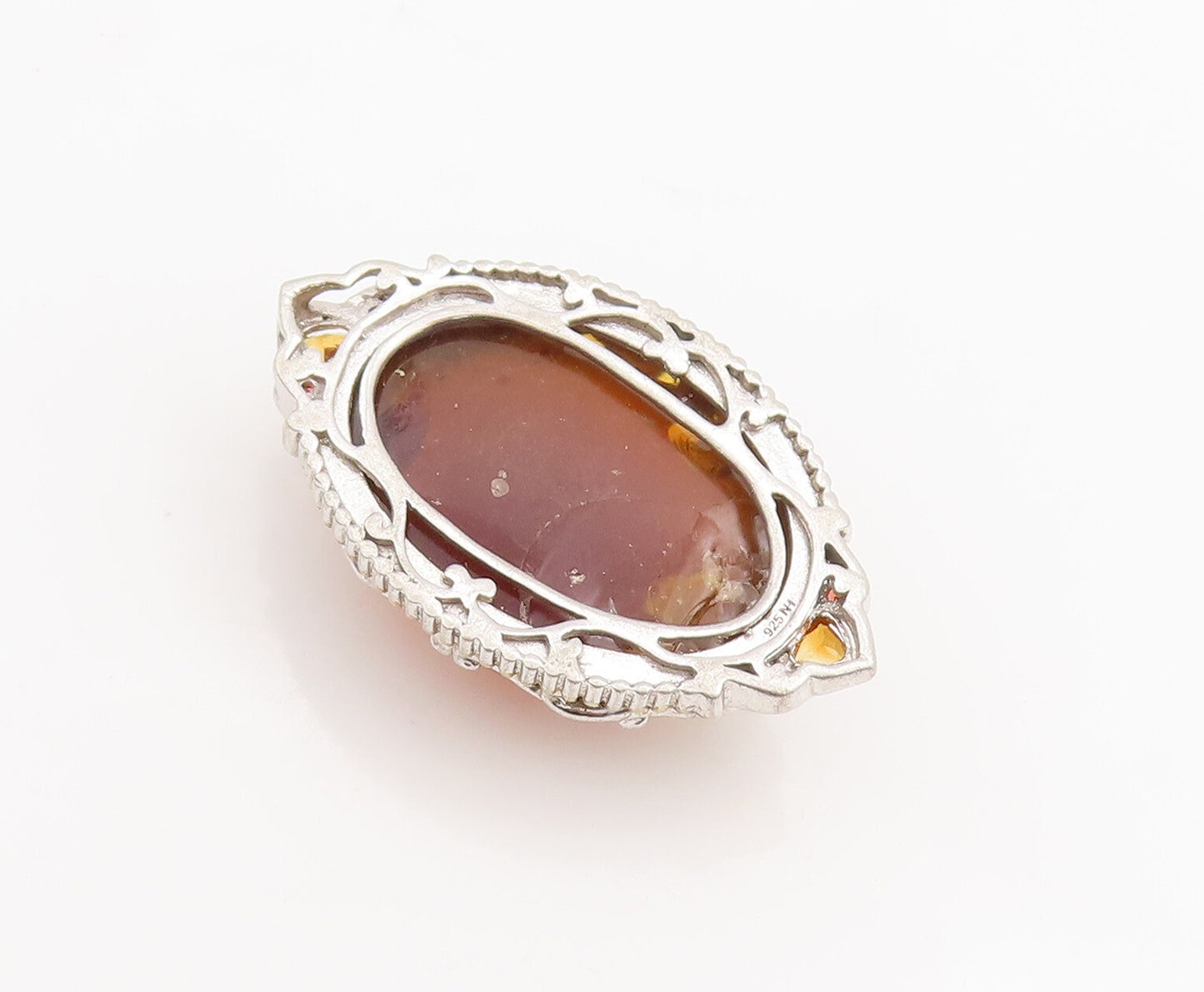 925 Sterling Silver Vintage Pendant MICHAEL VALITUTTI Framed Gemstone  PT23199