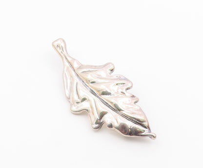 925 Sterling Silver  Vintage Shiny Single Floral Leaf Brooch Pin  BP9159
