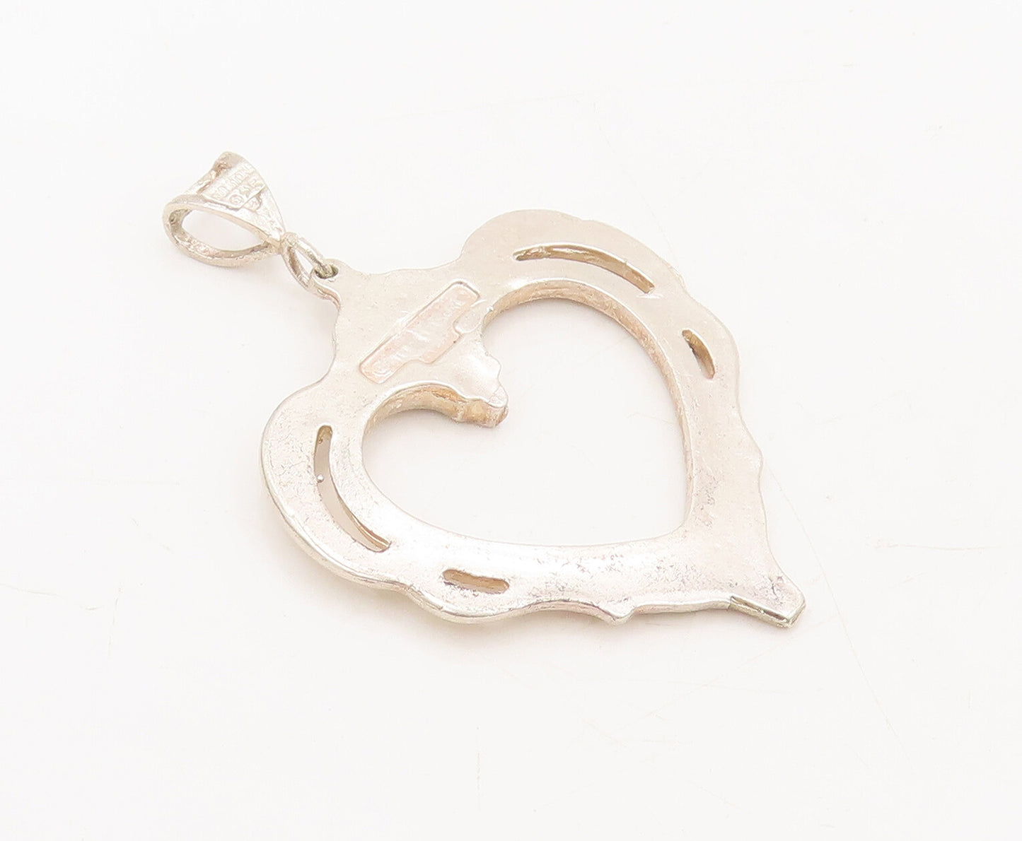 925 Sterling Silver Vintage Pendant TOWLE Swirly Frame Shape Heart  PT22477