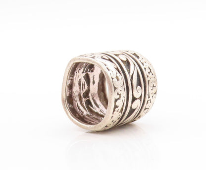 925 Sterling Silver Vintage Ring Large Swirly Design Carved  Sz 5  RG32700