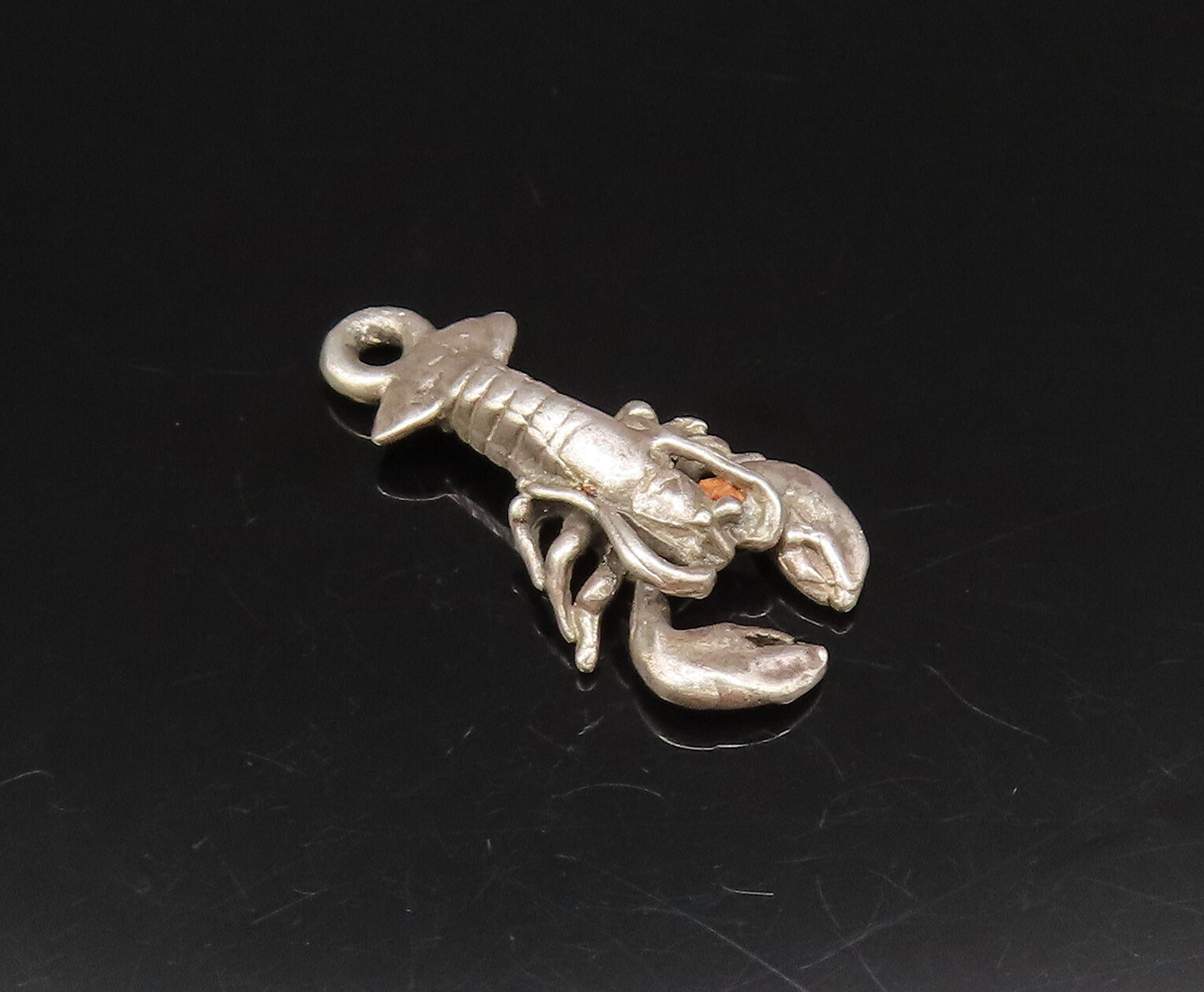 925 Sterling Silver  Vintage Minimalist Lobster Charm Pendant (MOVES)  PT21885