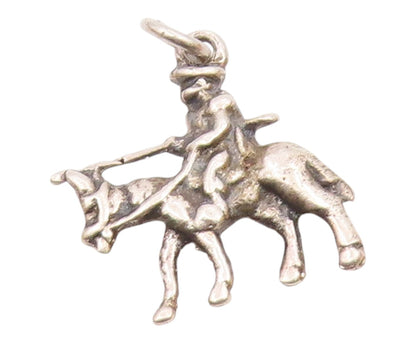 925 Sterling Silver  Vintage Petite Man Riding Horse Pendant  PT15896