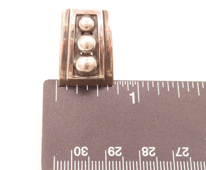 MEXICO 925 Sterling Silver Vintage Carved Rectangular Beaded Earrings  EG12474
