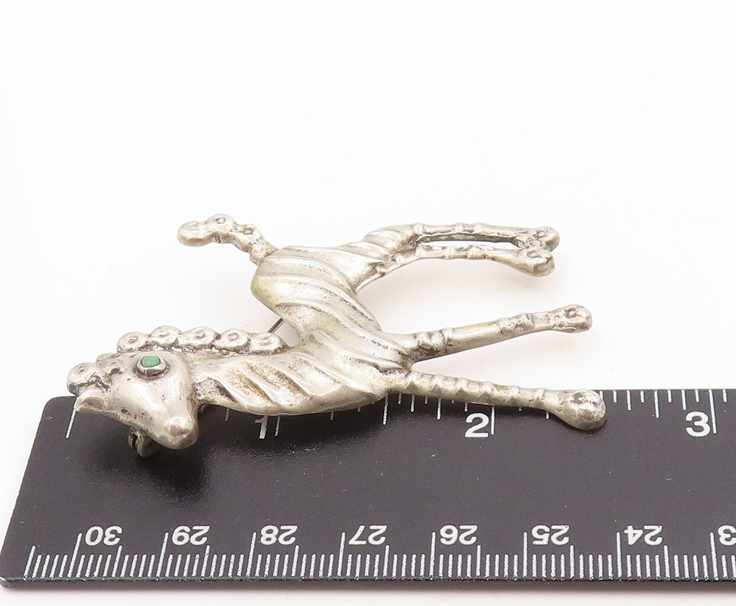 925 Sterling Silver Vintage Brooch MEXICO Antique Turquoise Eyed Horse  BP12015