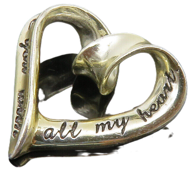 925 Sterling Silver  Vintage Shiny Open Love Heart Ribbon Pendant  PT11368