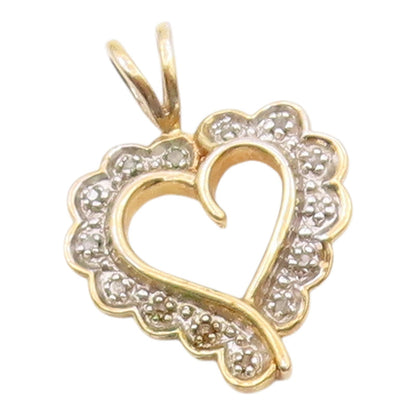 925 Sterling Silver  Vintage Genuine Diamonds Love Heart Pendant  PT16145