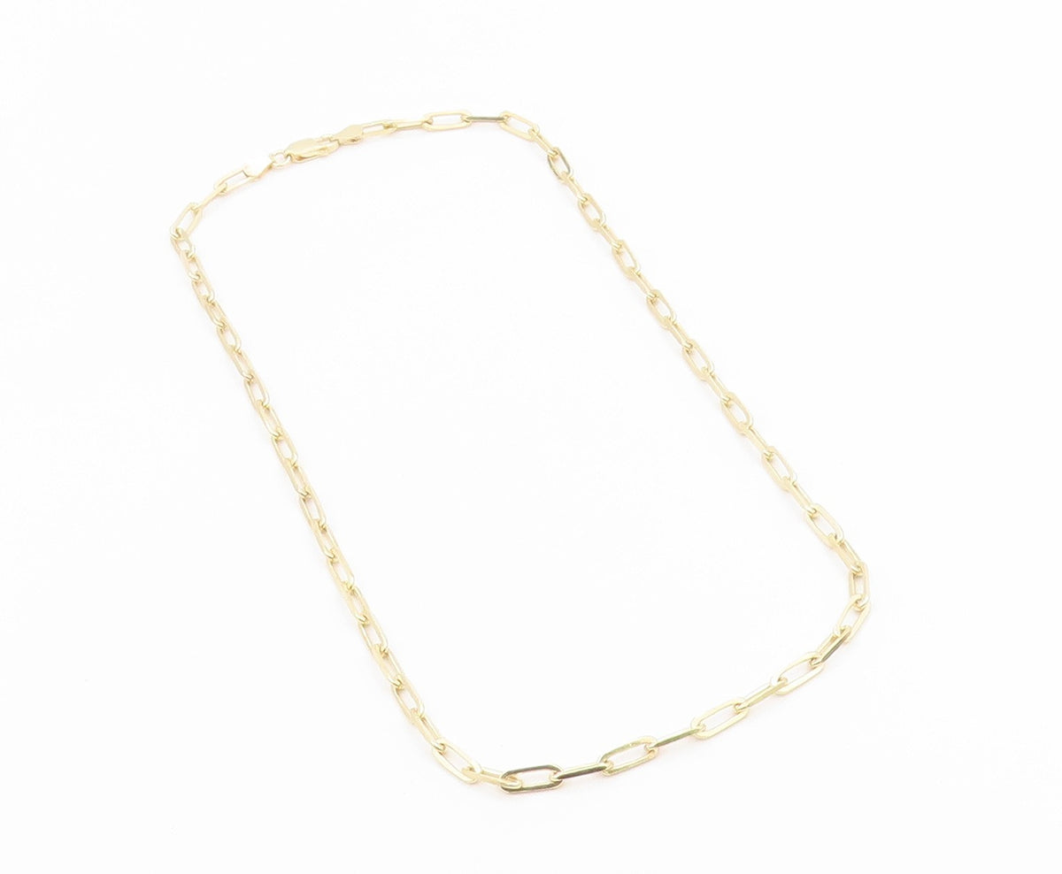 925 Sterling Silver Vintage Necklace Gold Plated Classic Paperclip Chain  NE4933