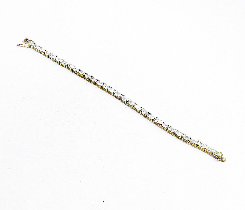 925 Sterling Silver  Vintage Sparkling Cubic Zirconia Tennis Bracelet  BT1865