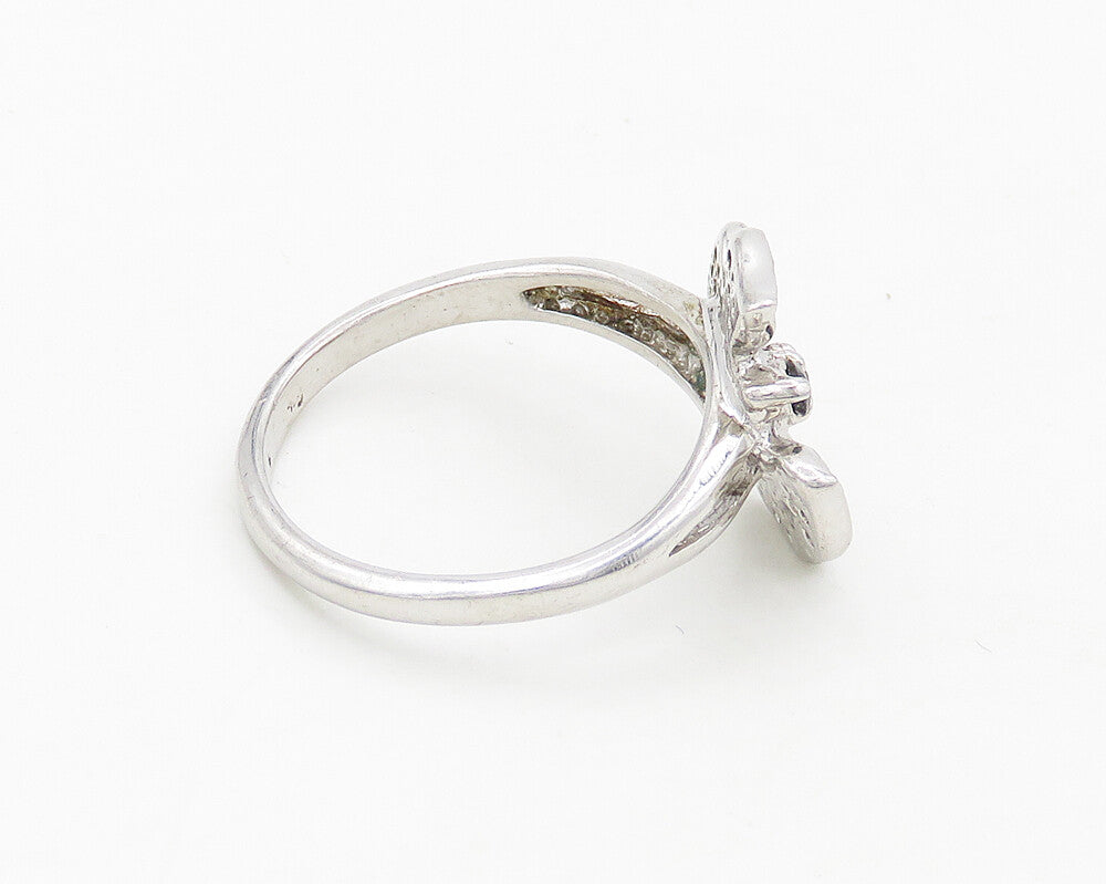 925 Silver  Vintage Cubic Zirconia & Hematite Butterfly Band Ring Sz 9 RG17941