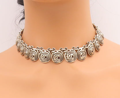 925 Sterling Silver Vintage Necklace CASA FIGUEROA Spiral Medallion Link  NE4752