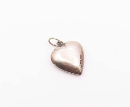925 Sterling Silver  Vintage Carved Swirls Love Heart Pendant  PT21071