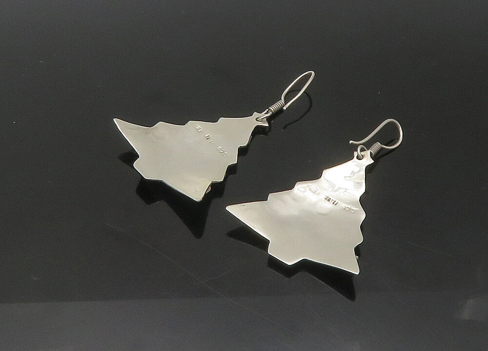 MEXICO 925  Silver  Vintage Shiny Christmas Tree Dangle Earrings  EG10909