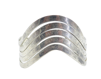 925 Sterling Silver  Vintage Dark Tone Wavy Split Design Cuff Bracelet  BT2323
