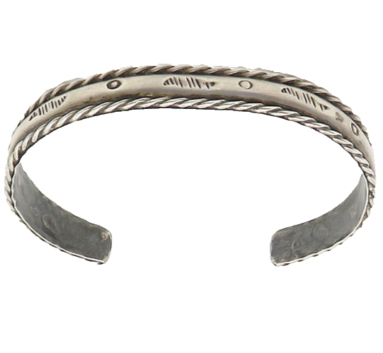 SOUTHWESTERN 925 Silver Vintage Etched Pattern Twist Cuff Bracelet BT7136