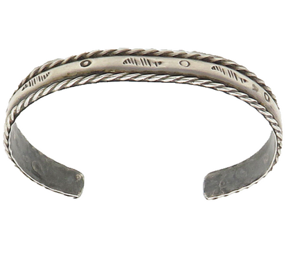 SOUTHWESTERN 925 Silver Vintage Etched Pattern Twist Cuff Bracelet BT7136