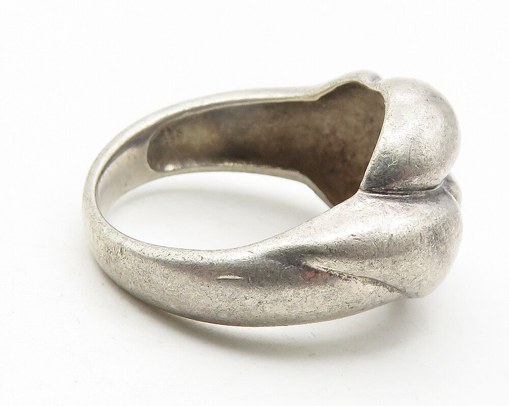 925 Sterling Silver  Vintage Dark Tone Bubble Dome Band Ring Sz 7  RG11531
