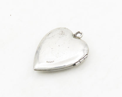 925 Sterling Silver  Vintage Love Heart Locket Pendant (OPENS)  PT15221