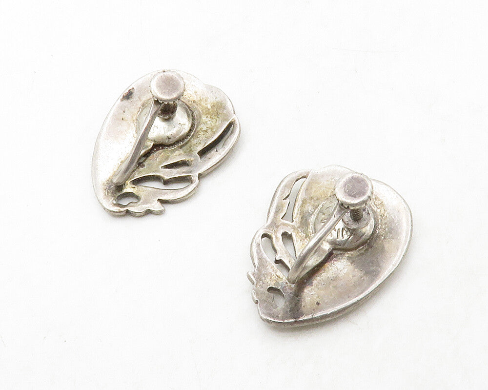 SIAM 925 Sterling Silver  Vintage Niello Dancer Non Pierce Earrings  EG6765