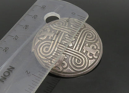 925 Sterling Silver  Vintage Dark Tone Knot Pattern Round Brooch Pin  BP9094