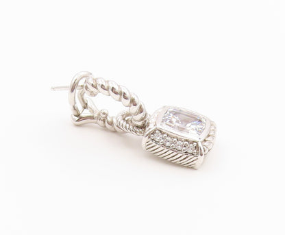 925 Sterling Silver Vintage Earrings JUDITH RIPKA CZ Twisted Rope Drop  EG14493