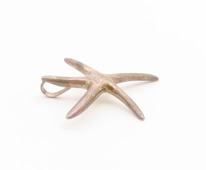 925 Sterling Silver Vintage Pendant Minimalist Nautical Starfish Charm  PT26571