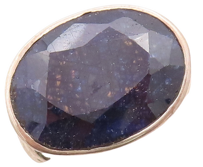 925 Sterling Silver Vintage Ring Oval Cut Sapphire Swirly Carved  Sz 7  RG29262