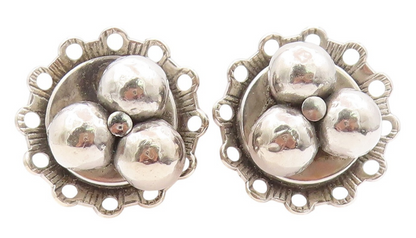925 Sterling Silver Vintage Earrings FREIRICH Dark Tone Beaded Design  EG13330