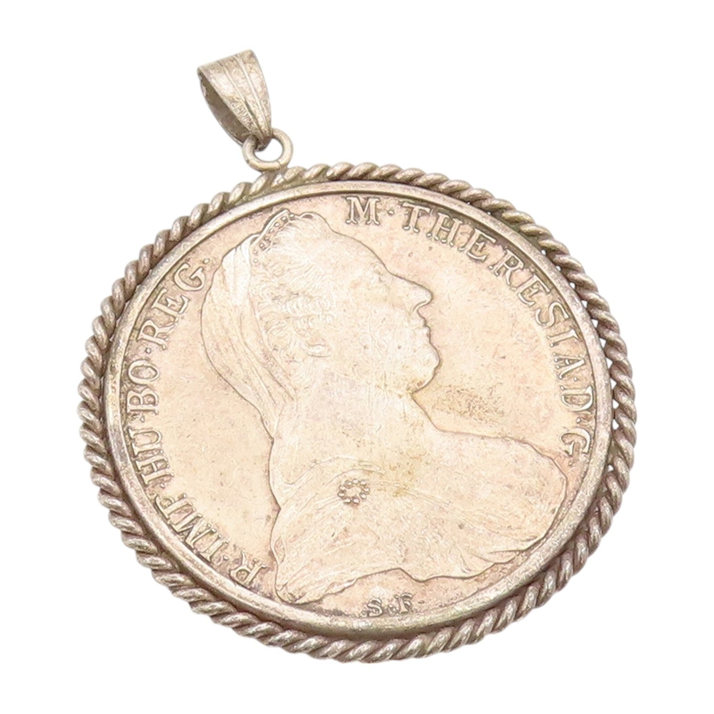 925 Sterling Silver Vintage Pendant Antique Large Dark Tone Carved Medal PT23922