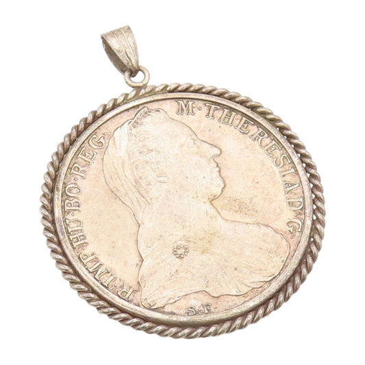925 Sterling Silver Vintage Pendant Antique Large Dark Tone Carved Medal PT23922