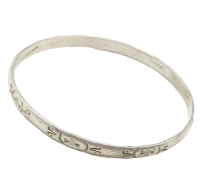 MEXICO 925 Sterling Silver  Vintage Etched Pattern Bangle Bracelet  BT6671