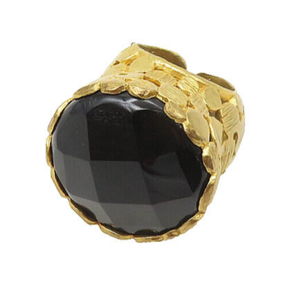 DESIGNER 925 Sterling Silver Vintage Black Hematite Cocktail Ring Sz 6 RG17583