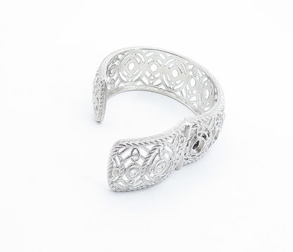 JUDITH RIPKA 925 Sterling Silver  Shiny Open Twist Design Cuff Bracelet BT2979