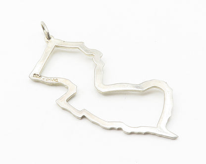 TAHARA 925 Sterling Silver  Shiny Simple State Outline Drop Pendant  PT8335