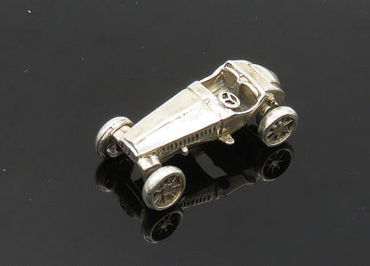925 Sterling Silver  Vintage Shiny Old Fashioned Toy Car (SPINS)  TR2749