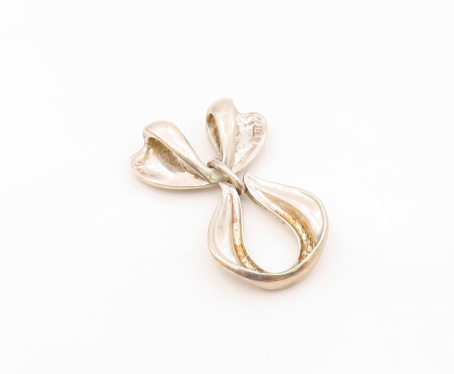 KABANA 925 Sterling Silver  Vintage Shiny Bow Tied Ribbon Pendant  PT16074