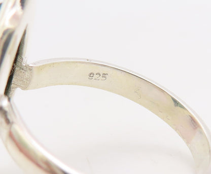 925 Sterling Silver Vintage Ring Marquise Cut Green Gemstone  Sz 7  RG30551