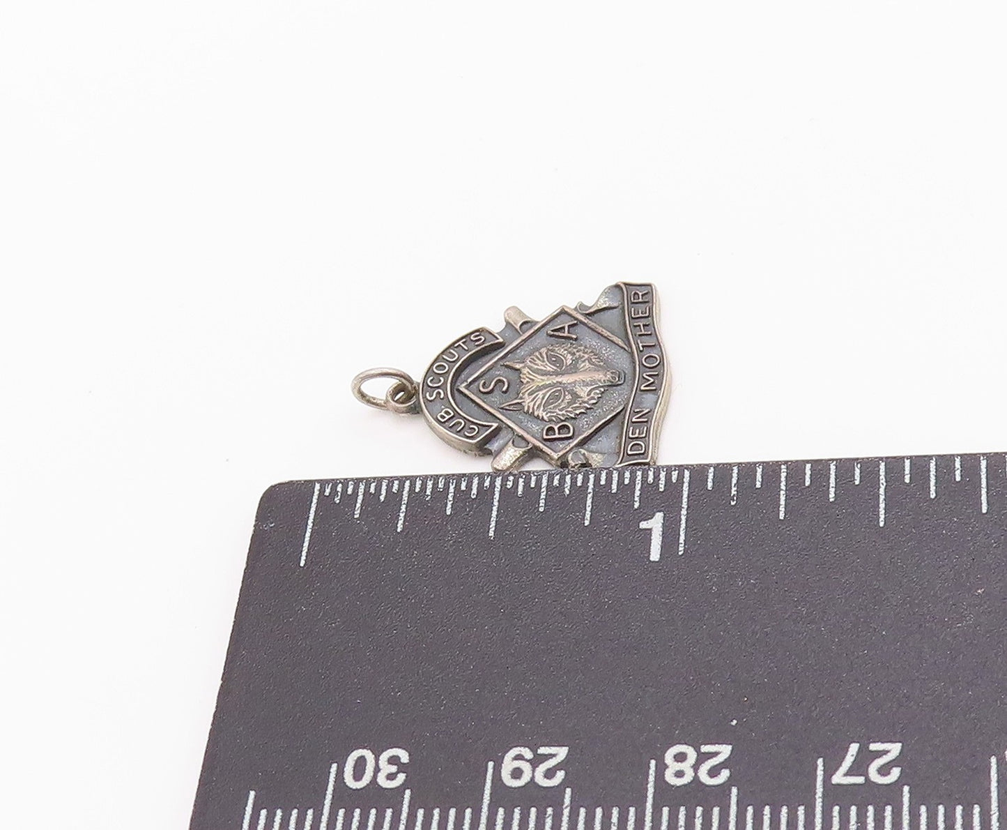 925 Sterling Silver Vintage Pendant Wolf Head Embalm Cub Scouts  PT24381