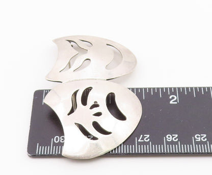 MEXICO 925 Sterling Silver  Vintage Dramatic Theater Masks Brooch Pin  BP6909