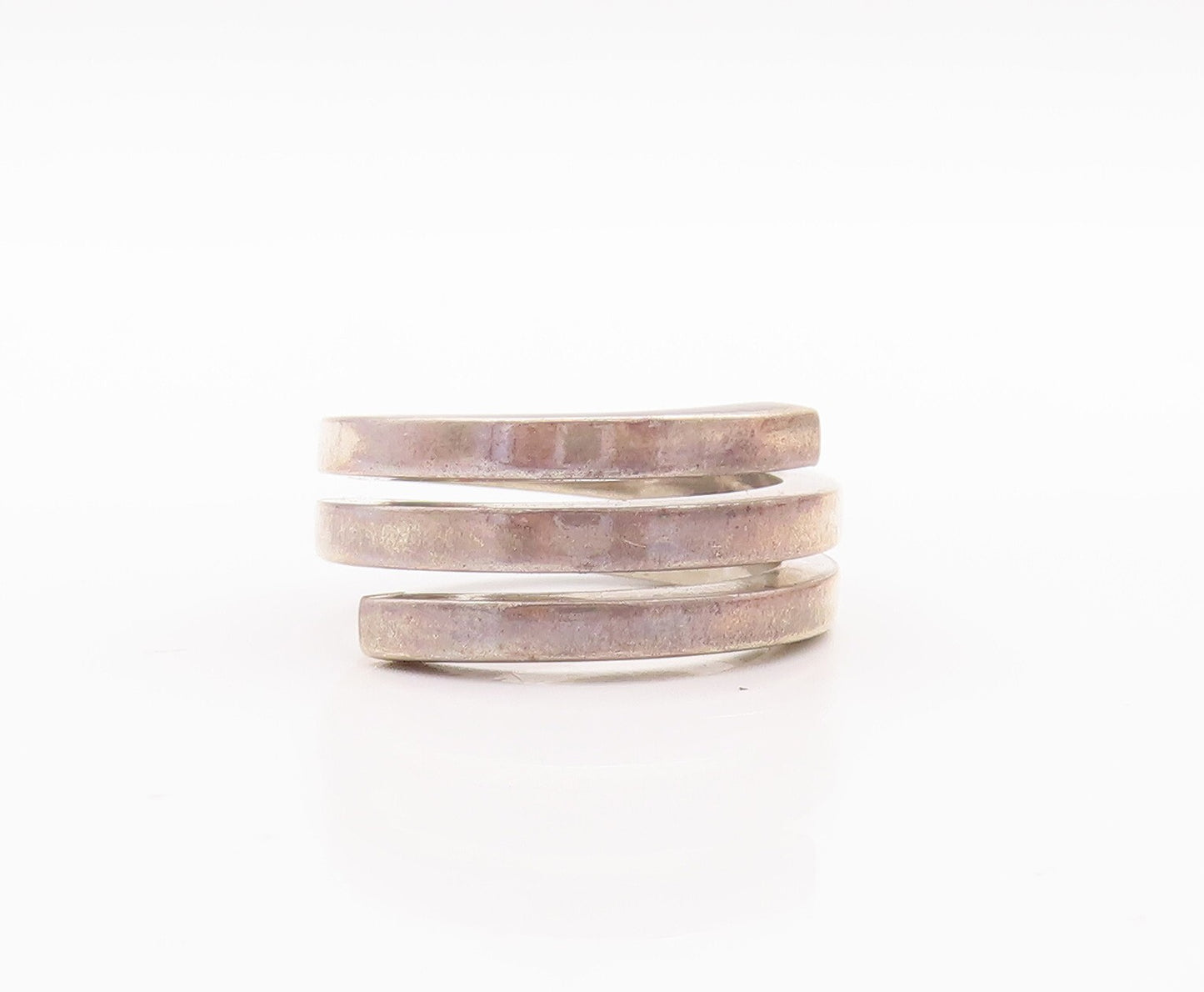 925 Sterling Silver Vintage Ring Solid Spiral Coil Cutout  Sz 5  RG28849